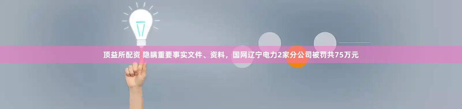顶益所配资 隐瞒重要事实文件、资料，国网辽宁电力2家分公司被罚共75万元