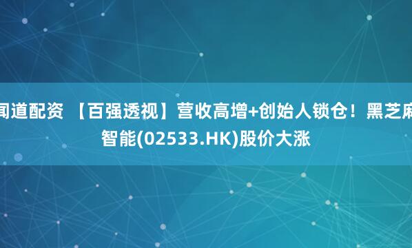 闻道配资 【百强透视】营收高增+创始人锁仓！黑芝麻智能(02533.HK)股价大涨